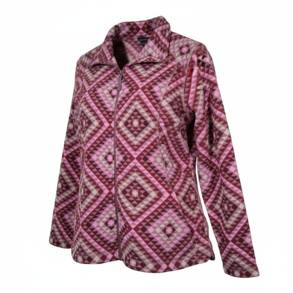 Eddie Bauer Fleece Jacket Full Zip Pink Purple Women's Size XL - Picture 1 of 7